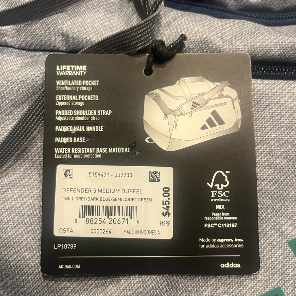 NWT Adidas Defender 5 Duffel Bag